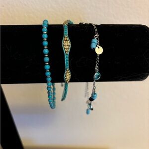 Anklet Bundle, 3 Different Turquoise Colored Beaded Anklets
